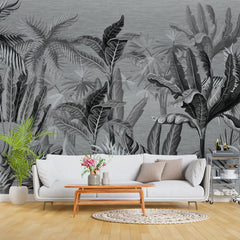 3051-E / Palm Rainforest Wallpaper - Tropical Jungle Peel and Stick Wall Mural for Modern Home Decor - Artevella