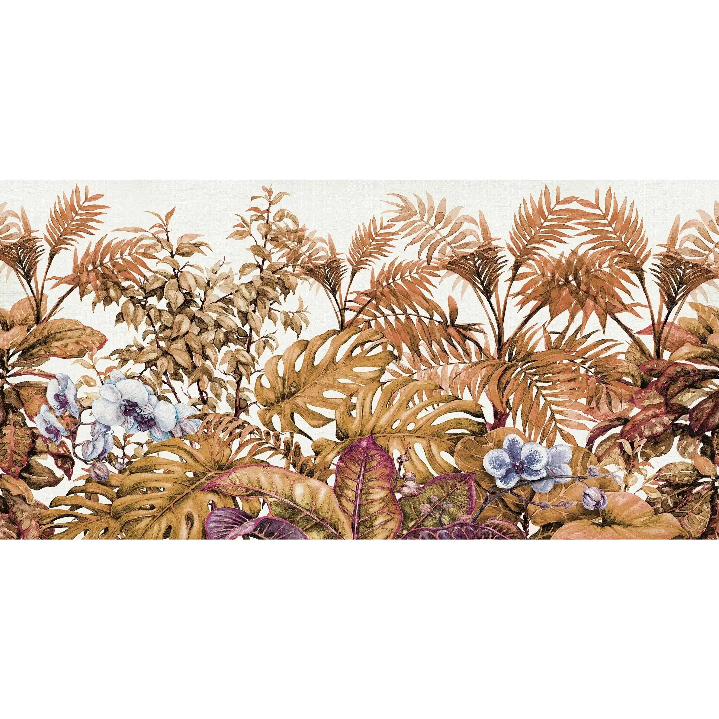 3052-B / Botanical Peel and Stick Wallpaper - Tropical, Brown Watercolor Plant Design, Easy Install, Removable Wallpaper for Bathroom & Bedroom Decor - Artevella