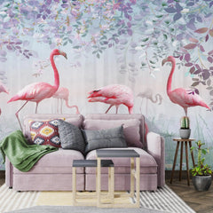 3054-A / Peel and Stick Wallpaper with Pink FlamingoBoho WallPaper for Wall Decor, Easy Install, Removable for Nursery, Bathroom, Bedroom - Artevella