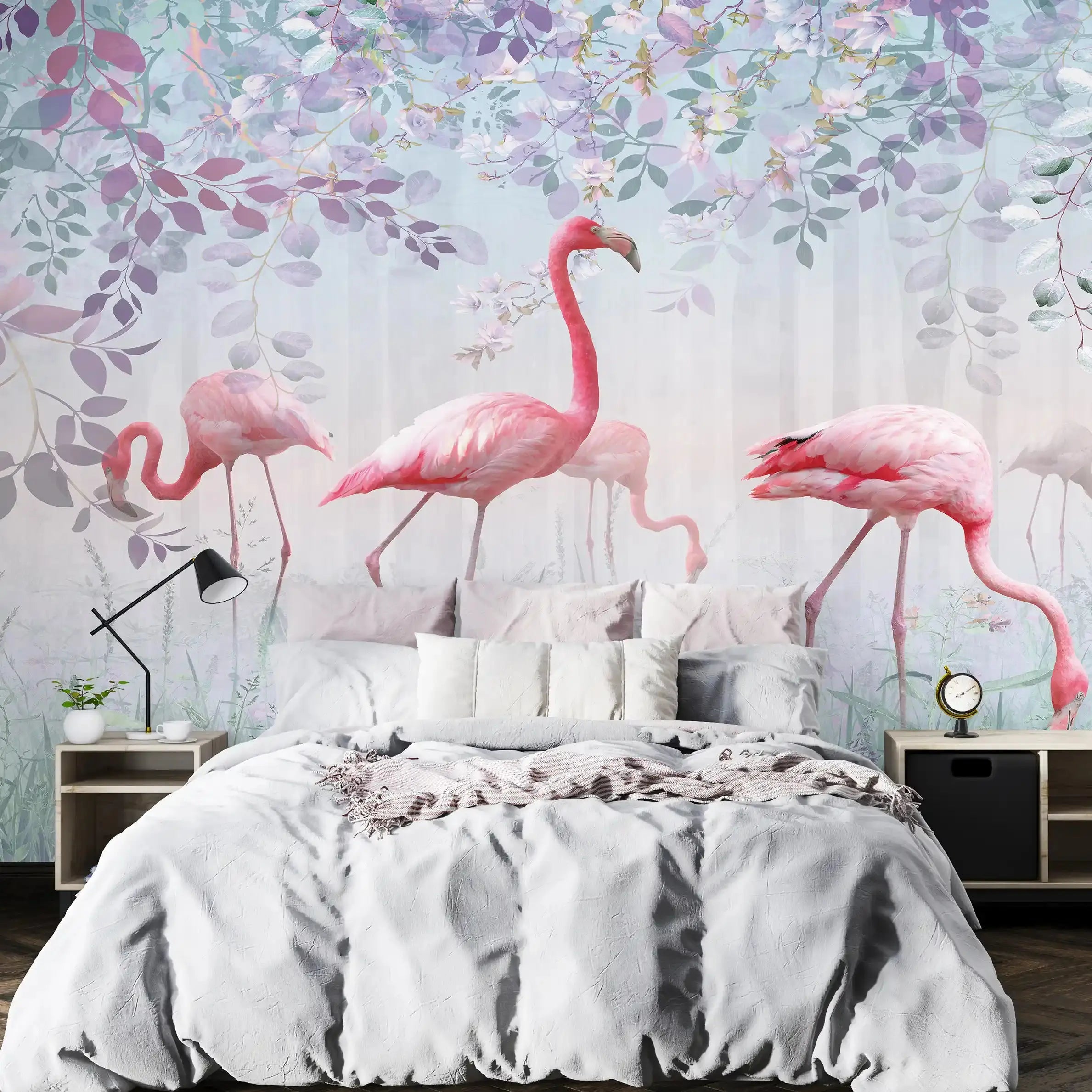 3054-A / Peel and Stick Wallpaper with Pink FlamingoBoho WallPaper for Wall Decor, Easy Install, Removable for Nursery, Bathroom, Bedroom - Artevella