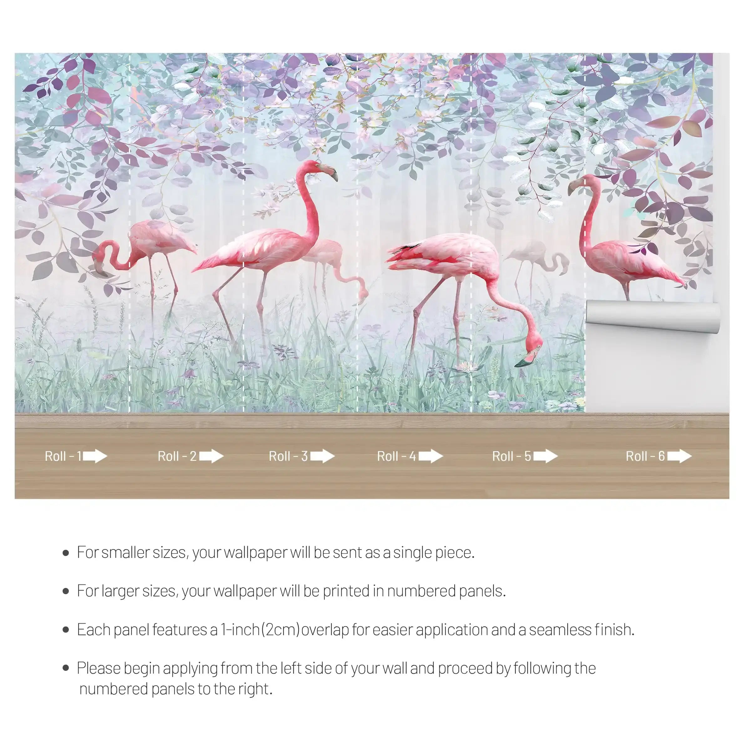 3054-A / Peel and Stick Wallpaper with Pink FlamingoBoho WallPaper for Wall Decor, Easy Install, Removable for Nursery, Bathroom, Bedroom - Artevella