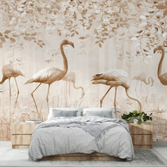 3054-D / Peel and Stick Wallpaper with Brown FlamingoBoho WallPaper for Wall Decor, Easy Install, Removable for Nursery, Bathroom, Bedroom - Artevella