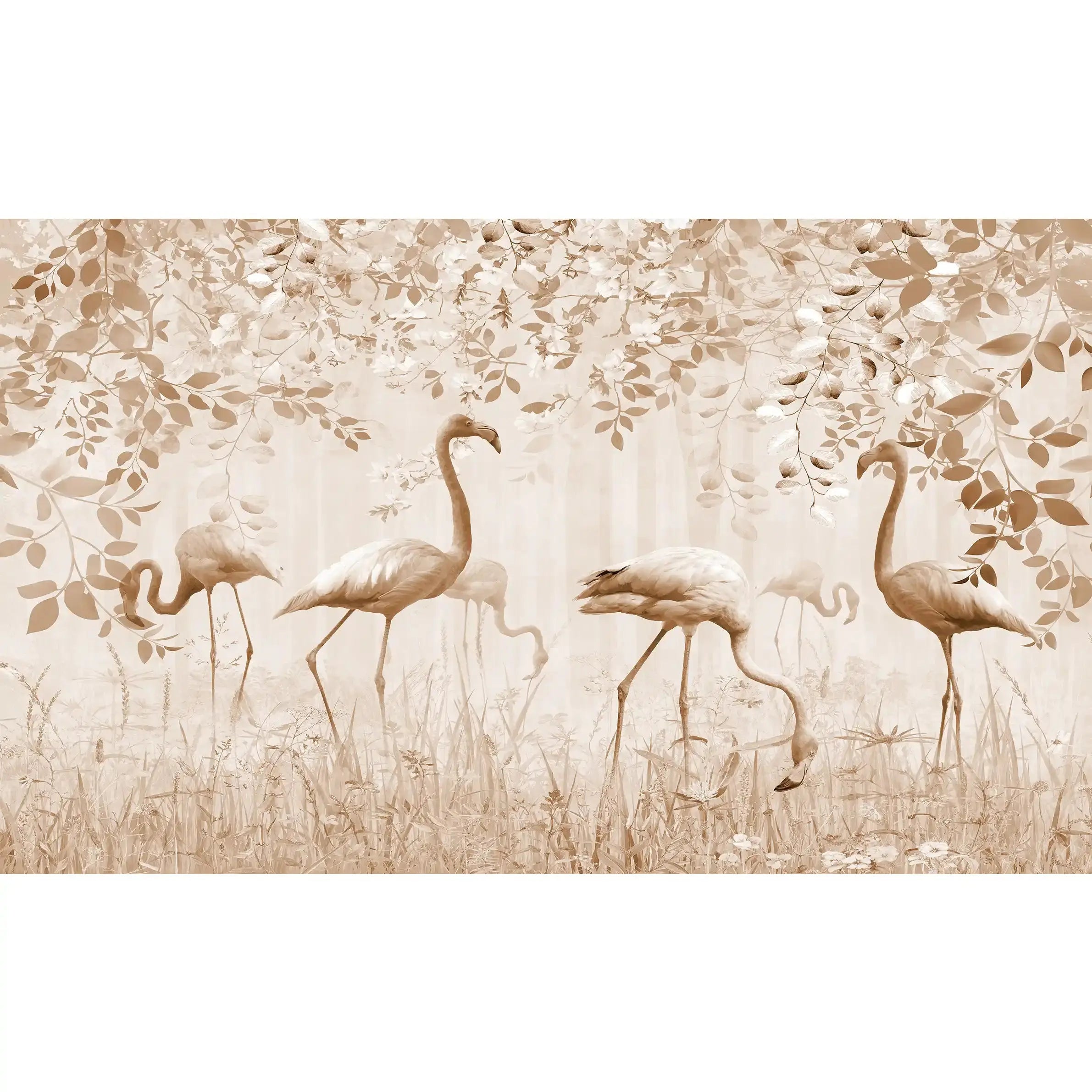 3054-D / Peel and Stick Wallpaper with Brown FlamingoBoho WallPaper for Wall Decor, Easy Install, Removable for Nursery, Bathroom, Bedroom - Artevella