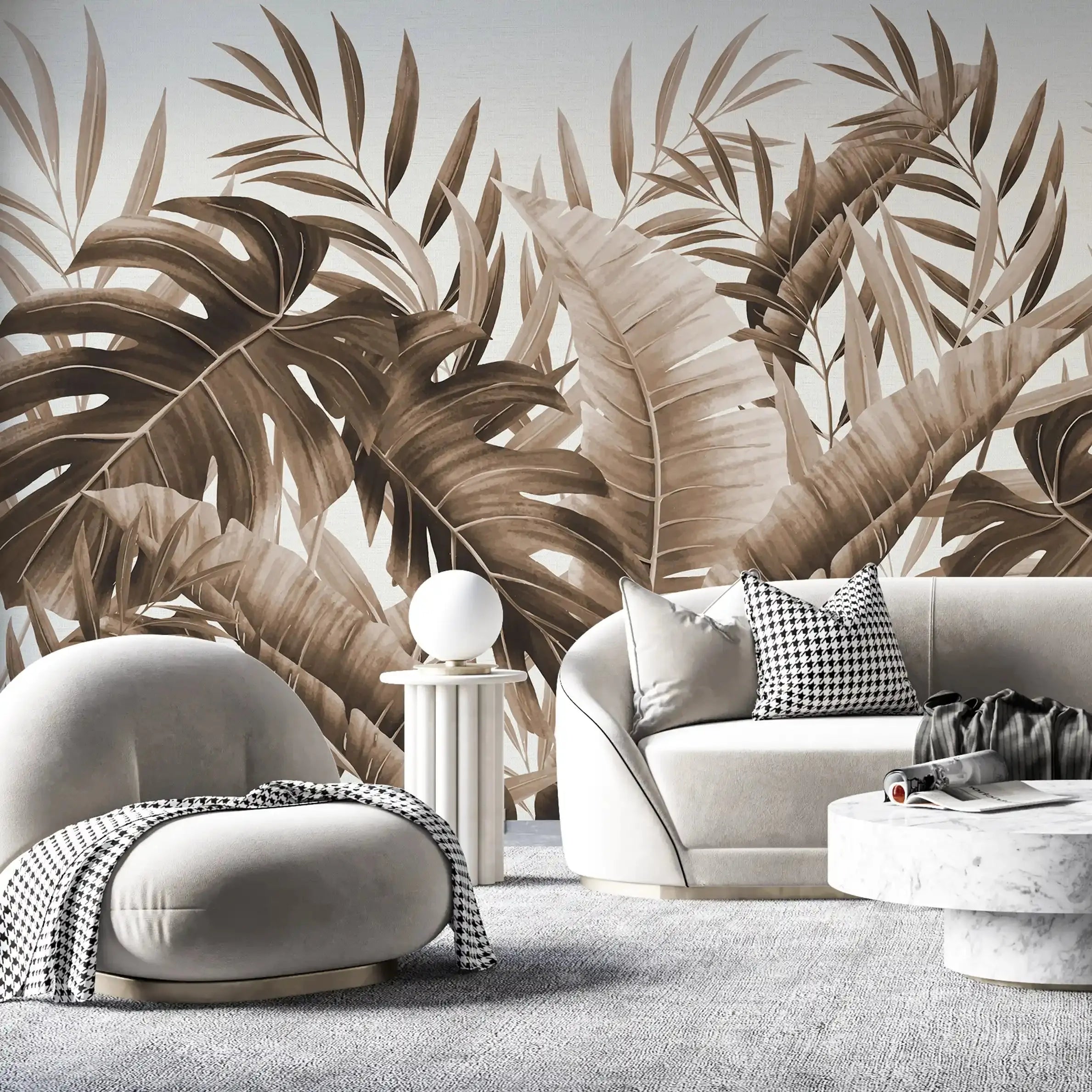 3056-D / Modern Wallpaper Peel and Stick - Exotic Tropical Plants and Palm Leaves Mural, Ideal for DIY Decor and Room Transformation - Artevella