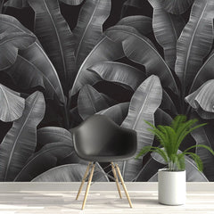 3062-E / Botanical Peelable Stickable Wallpaper with Gold Banana Leaves - Self-Adhesive, Removable Wallpaper for Walls, Boho Decor - Artevella