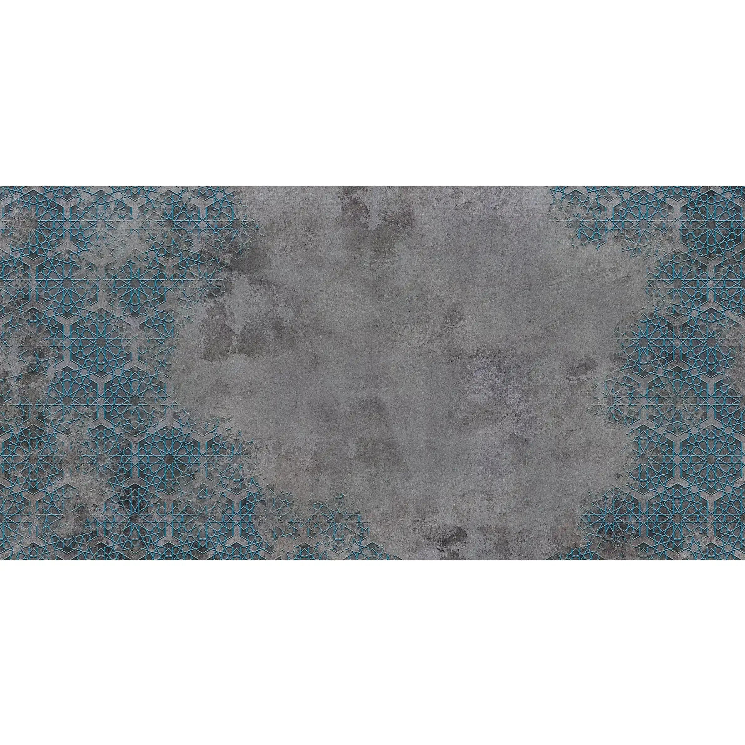 3068-C / Elegant Floral Abstract Peel and Stick Wallpaper with Blue Border - Perfect for Modern Room Deco - Artevella