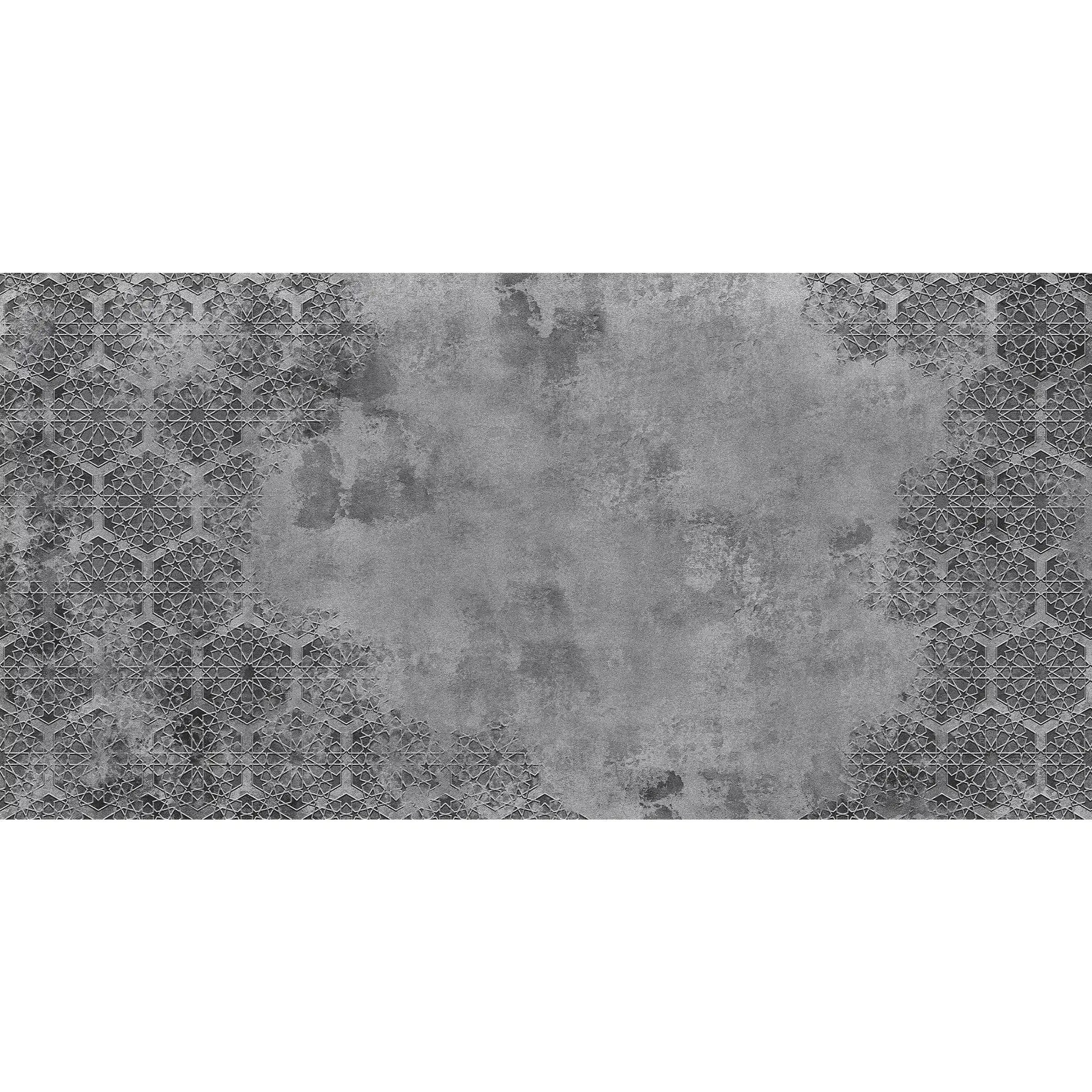 3068-E / Elegant Floral Abstract Peel and Stick Wallpaper with Grey Border - Perfect for Modern Room Deco - Artevella