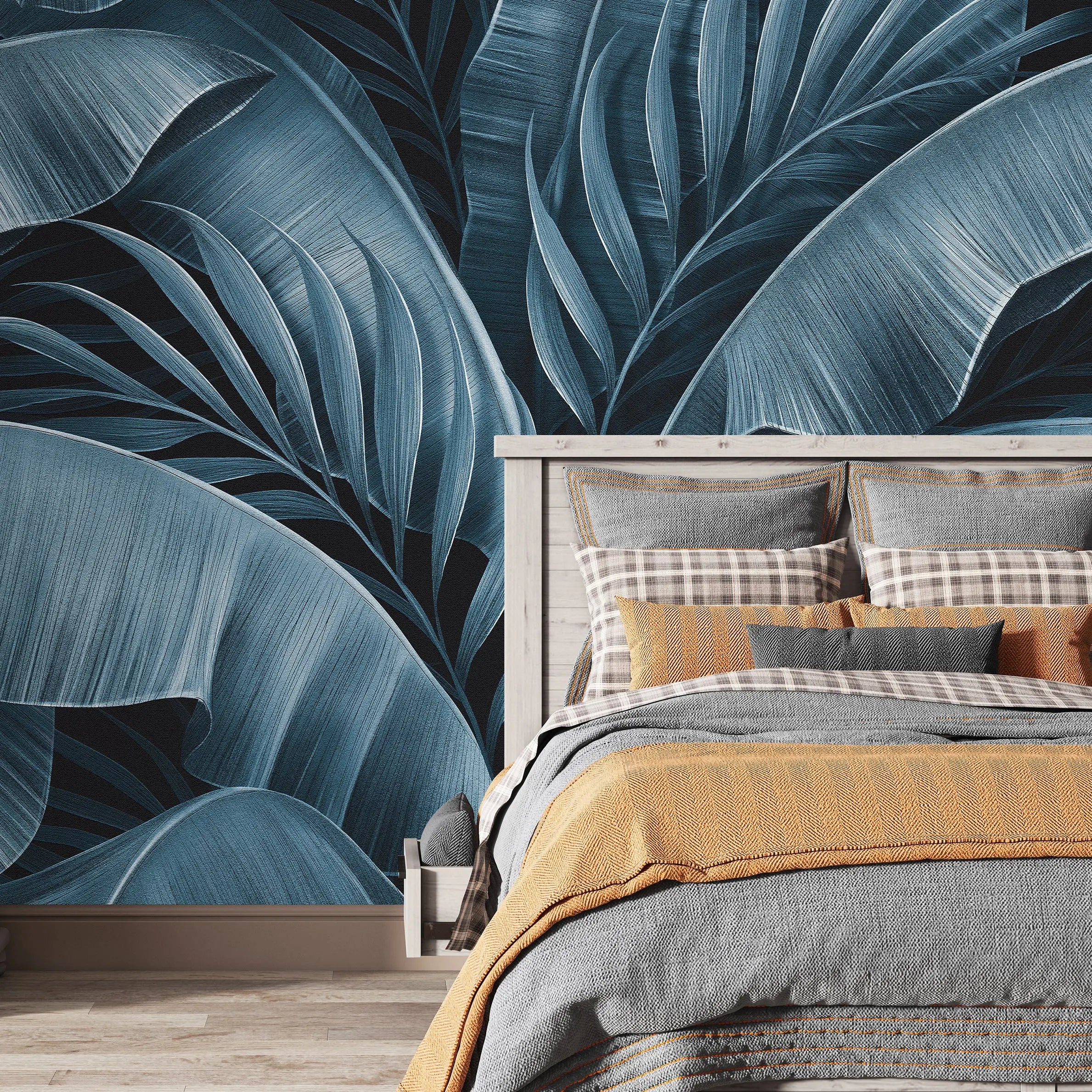 3075-F / Peel and Stick Boho Wallpaper: Tropical Palm Leave Design, Perfect for Accent Wall Decor - Artevella