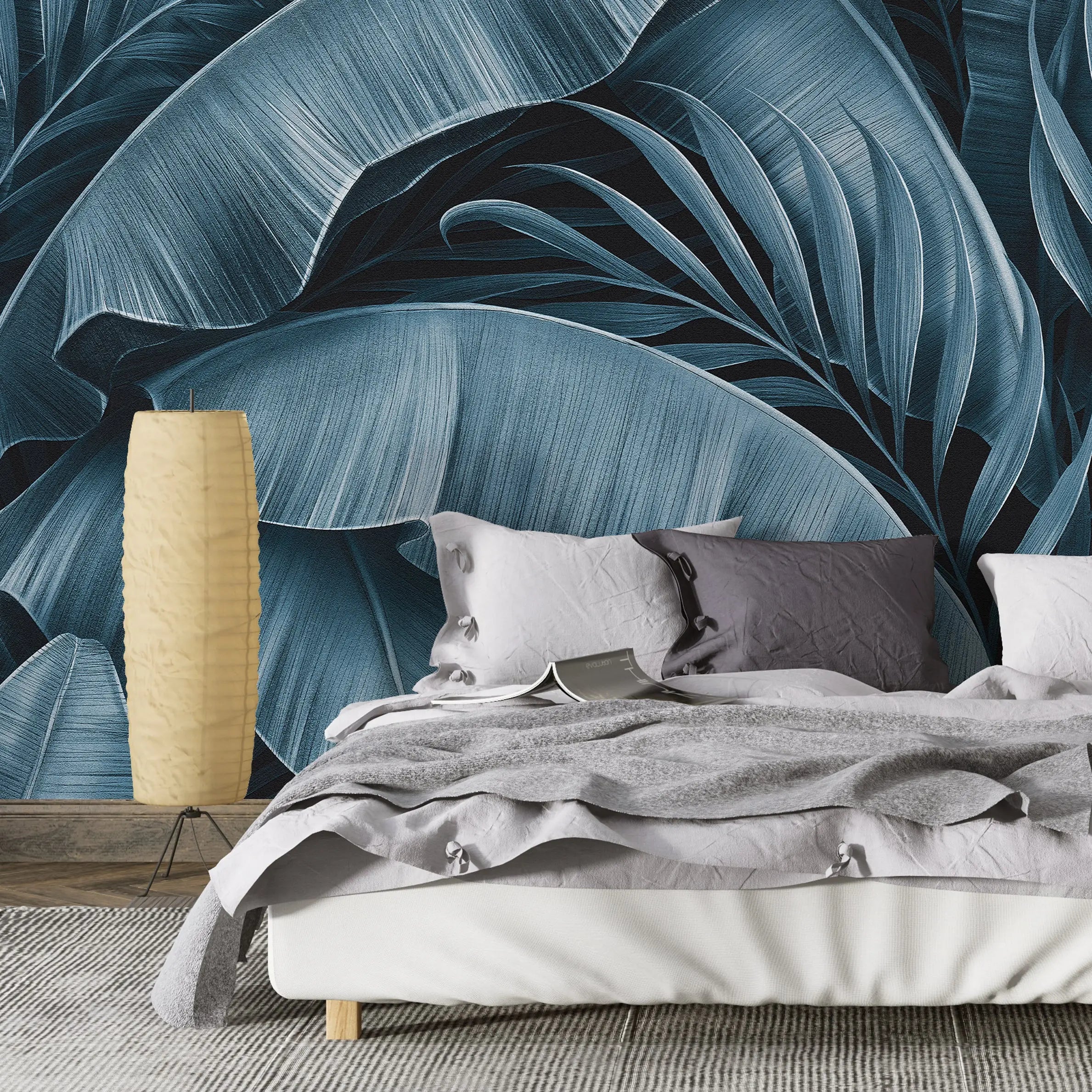 3075-F / Peel and Stick Boho Wallpaper: Tropical Palm Leave Design, Perfect for Accent Wall Decor - Artevella