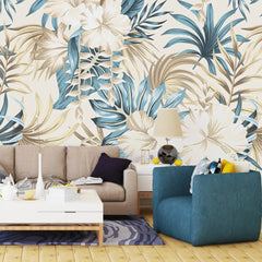 3099-B / Contemporary Floral Peel and Stick Wallpaper, Trendy Tropical Pattern, Adhesive Wall Paper, Easy Installation for Kitchen, Bedroom, Bathroom - Artevella