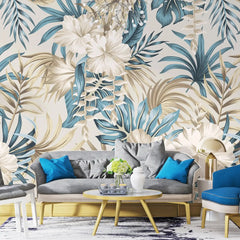 3099-B / Contemporary Floral Peel and Stick Wallpaper, Trendy Tropical Pattern, Adhesive Wall Paper, Easy Installation for Kitchen, Bedroom, Bathroom - Artevella