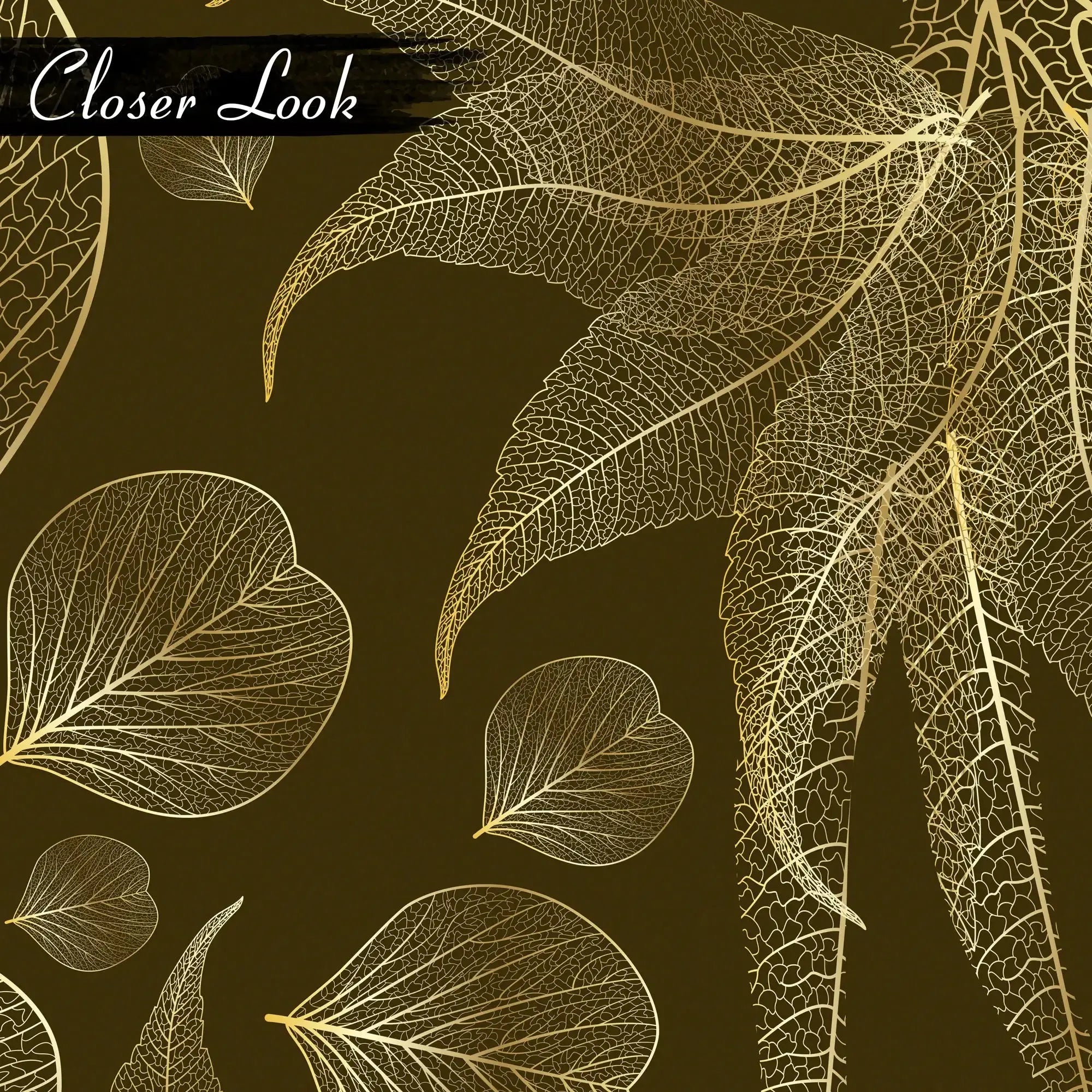 3108-B / Modern Floral Wallpaper: Gold Leaves and Flowing Patterns, Adhesive Peel and Stick for Stylish Wall Decor - Artevella