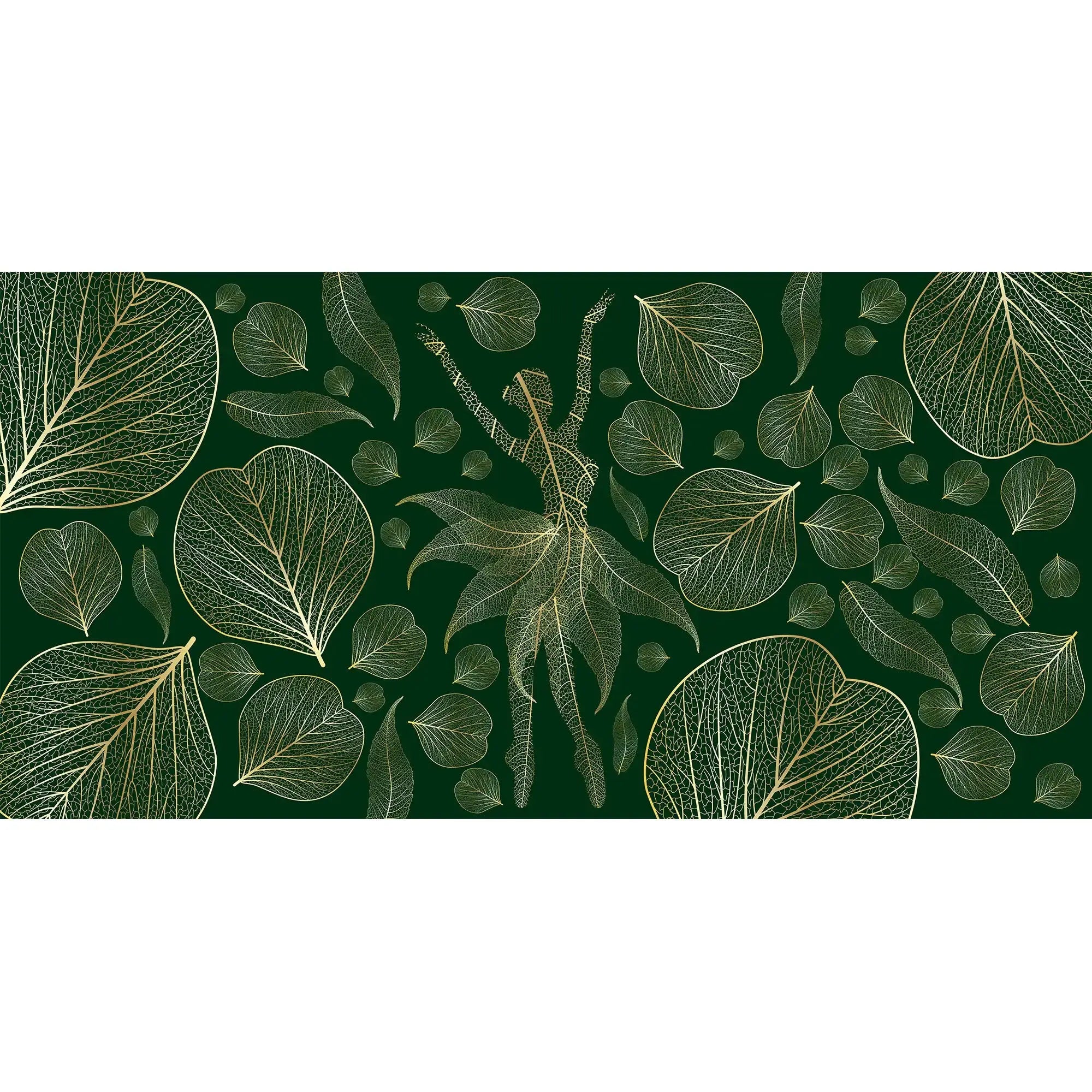 3108-C / Modern Floral Wallpaper: Gold Leaves and Flowing Patterns, Adhesive Peel and Stick for Stylish Wall Decor - Artevella