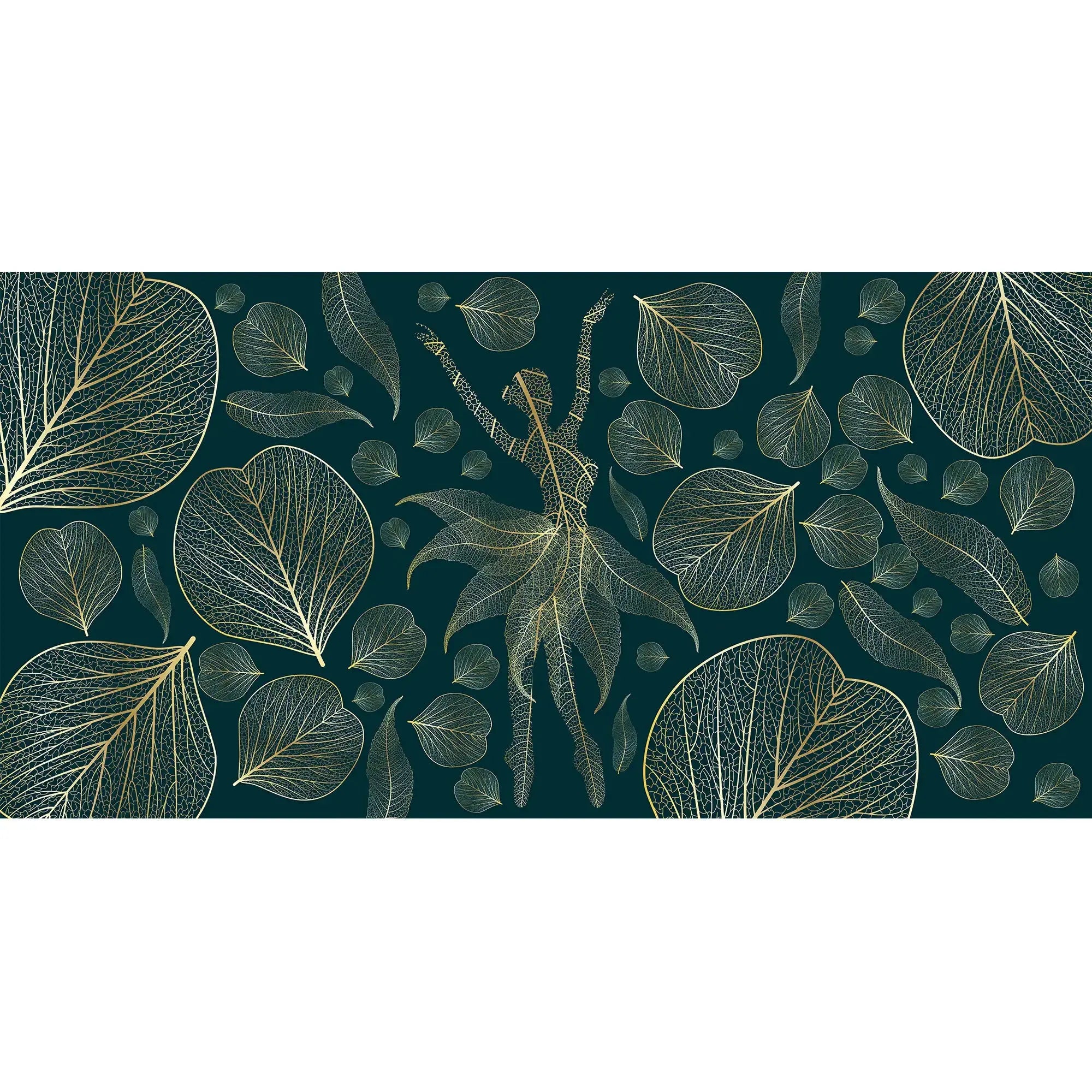 3108-D / Modern Floral Wallpaper: Gold Leaves and Flowing Patterns, Adhesive Peel and Stick for Stylish Wall Decor - Artevella