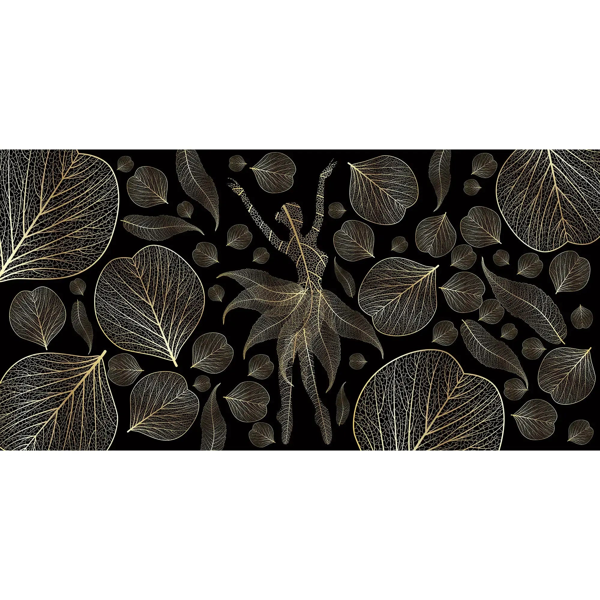 3108-E / Modern Floral Wallpaper: Gold Leaves and Flowing Patterns, Adhesive Peel and Stick for Stylish Wall Decor - Artevella