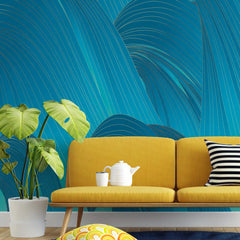 3109-C / Blue Wavy Lines Wallpaper: Modern and Contemporary Wall Decor, Blue Waves Abstract Peel and Stick Wallpaper - Artevella