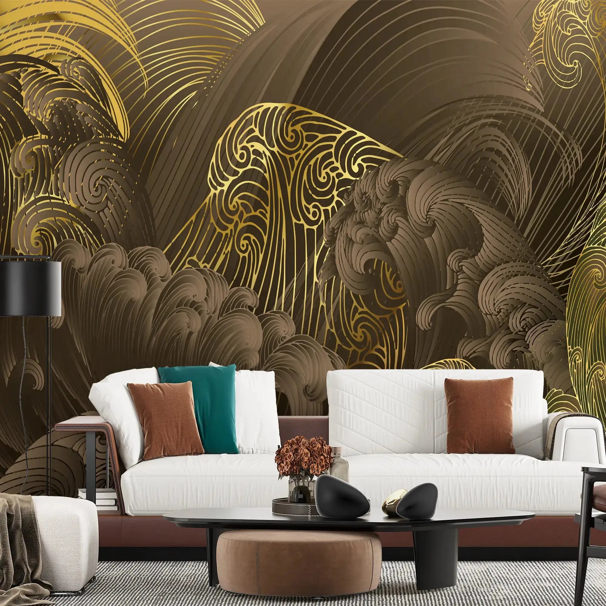 3110-B / Bold Pattern Abstract Wave Wallpaper: Peel and Stick, Adhesive Wall Decor for Modern Home, Easy to Install Mural - Artevella