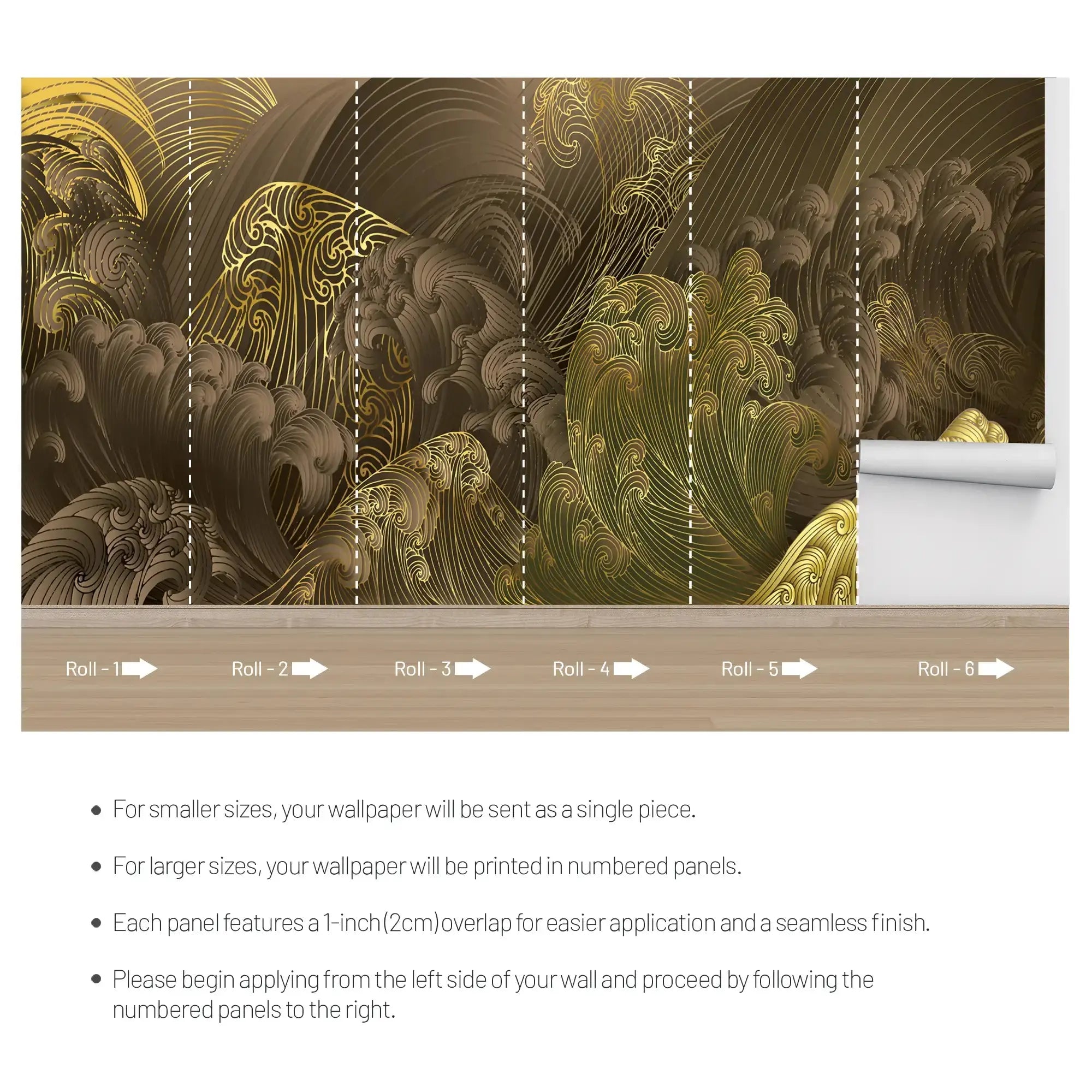 3110-B / Bold Pattern Abstract Wave Wallpaper: Peel and Stick, Adhesive Wall Decor for Modern Home, Easy to Install Mural - Artevella