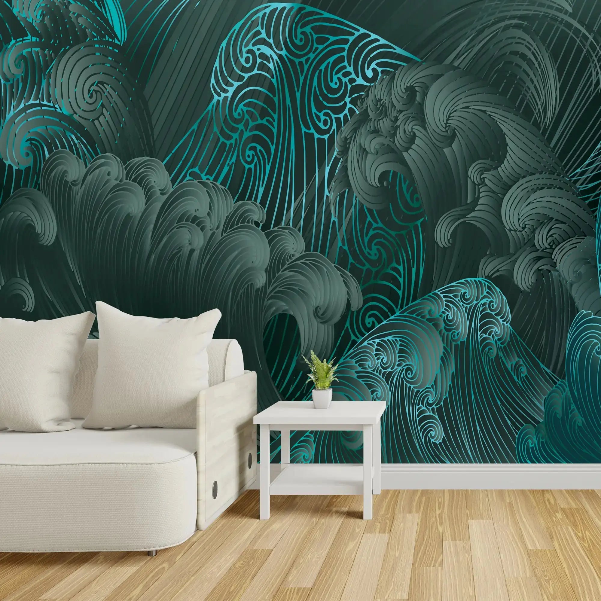 3110-D / Bold Pattern Abstract Wave Wallpaper: Peel and Stick, Adhesive Wall Decor for Modern Home, Easy to Install Mural - Artevella