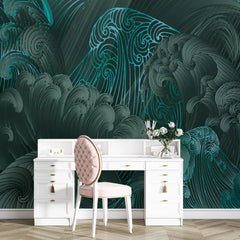 3110-D / Bold Pattern Abstract Wave Wallpaper: Peel and Stick, Adhesive Wall Decor for Modern Home, Easy to Install Mural - Artevella