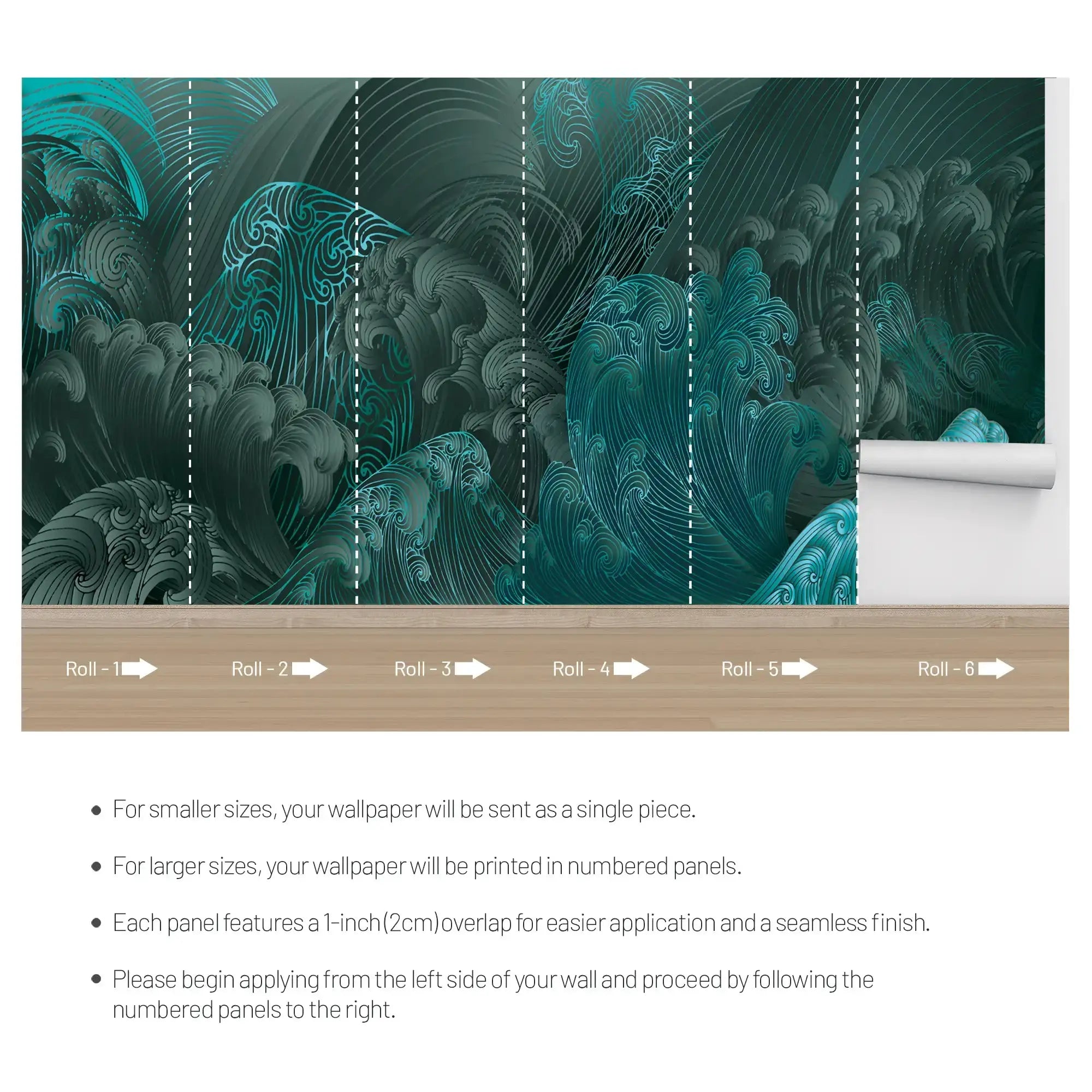 3110-D / Bold Pattern Abstract Wave Wallpaper: Peel and Stick, Adhesive Wall Decor for Modern Home, Easy to Install Mural - Artevella