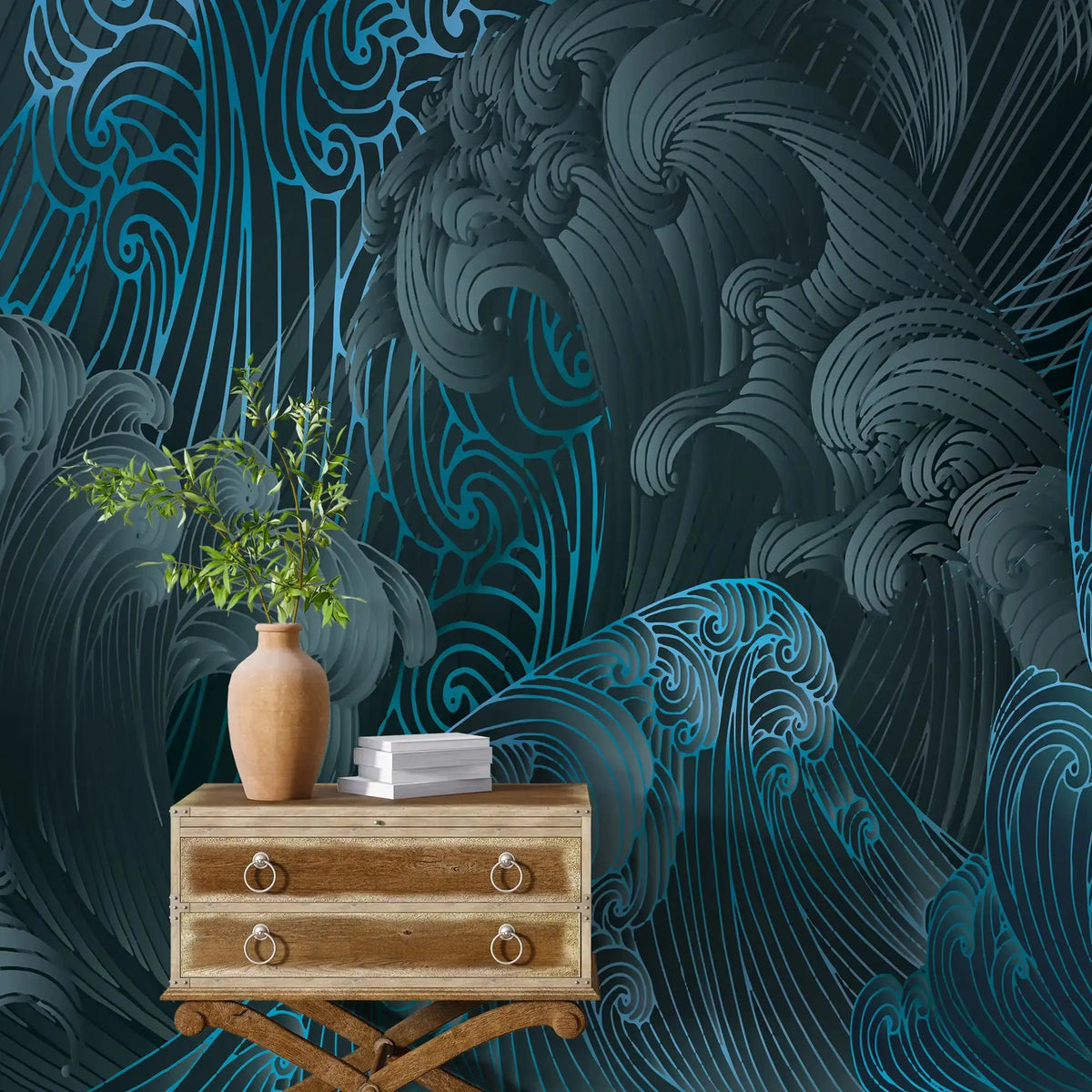 3110-E / Bold Pattern Abstract Wave Wallpaper: Peel and Stick, Adhesive Wall Decor for Modern Home, Easy to Install Mural - Artevella