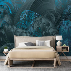 3110-E / Bold Pattern Abstract Wave Wallpaper: Peel and Stick, Adhesive Wall Decor for Modern Home, Easy to Install Mural - Artevella