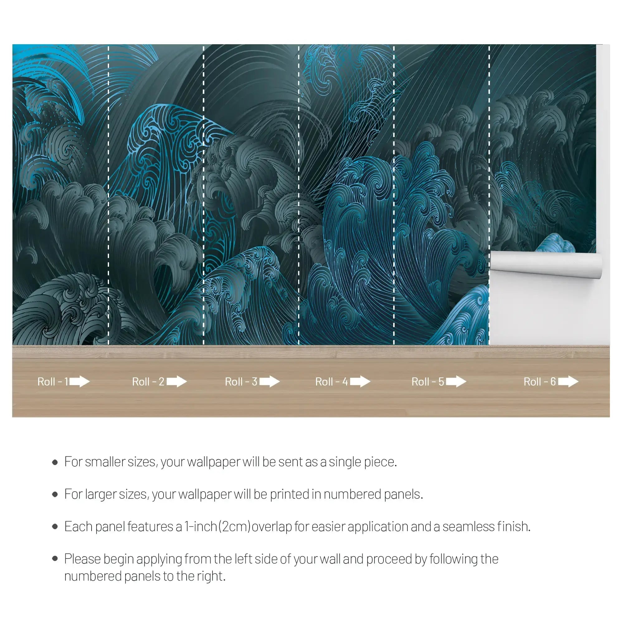 3110-E / Bold Pattern Abstract Wave Wallpaper: Peel and Stick, Adhesive Wall Decor for Modern Home, Easy to Install Mural - Artevella