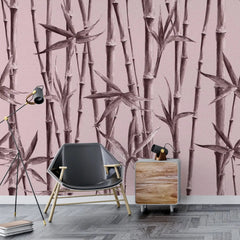 3112-A / Bamboo Branches Wall Mural: Self Adhesive, Peel and Stick Wallpaper for Tranquil Room Decor - Artevella