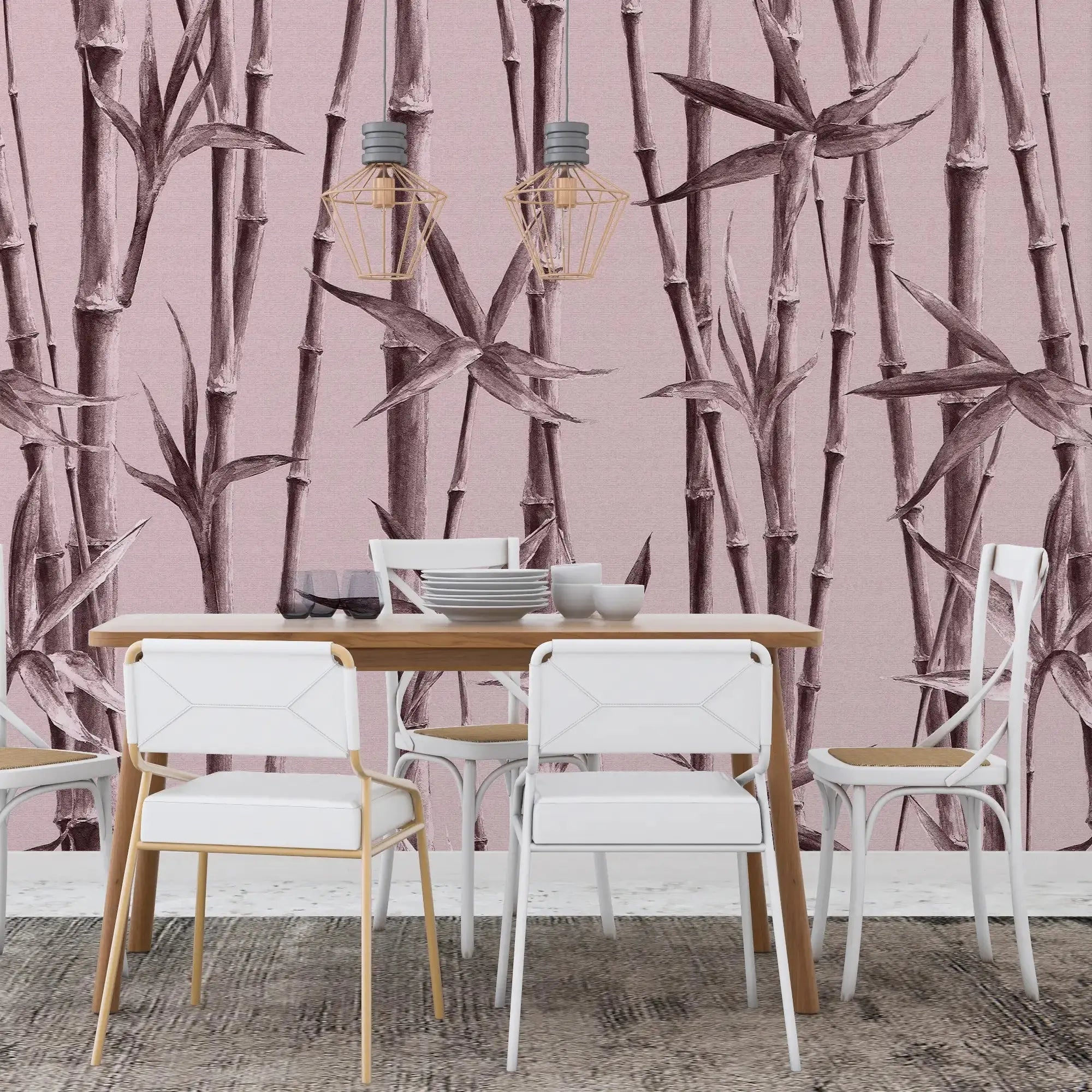 3112-A / Bamboo Branches Wall Mural: Self Adhesive, Peel and Stick Wallpaper for Tranquil Room Decor - Artevella