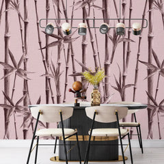 3112-A / Bamboo Branches Wall Mural: Self Adhesive, Peel and Stick Wallpaper for Tranquil Room Decor - Artevella