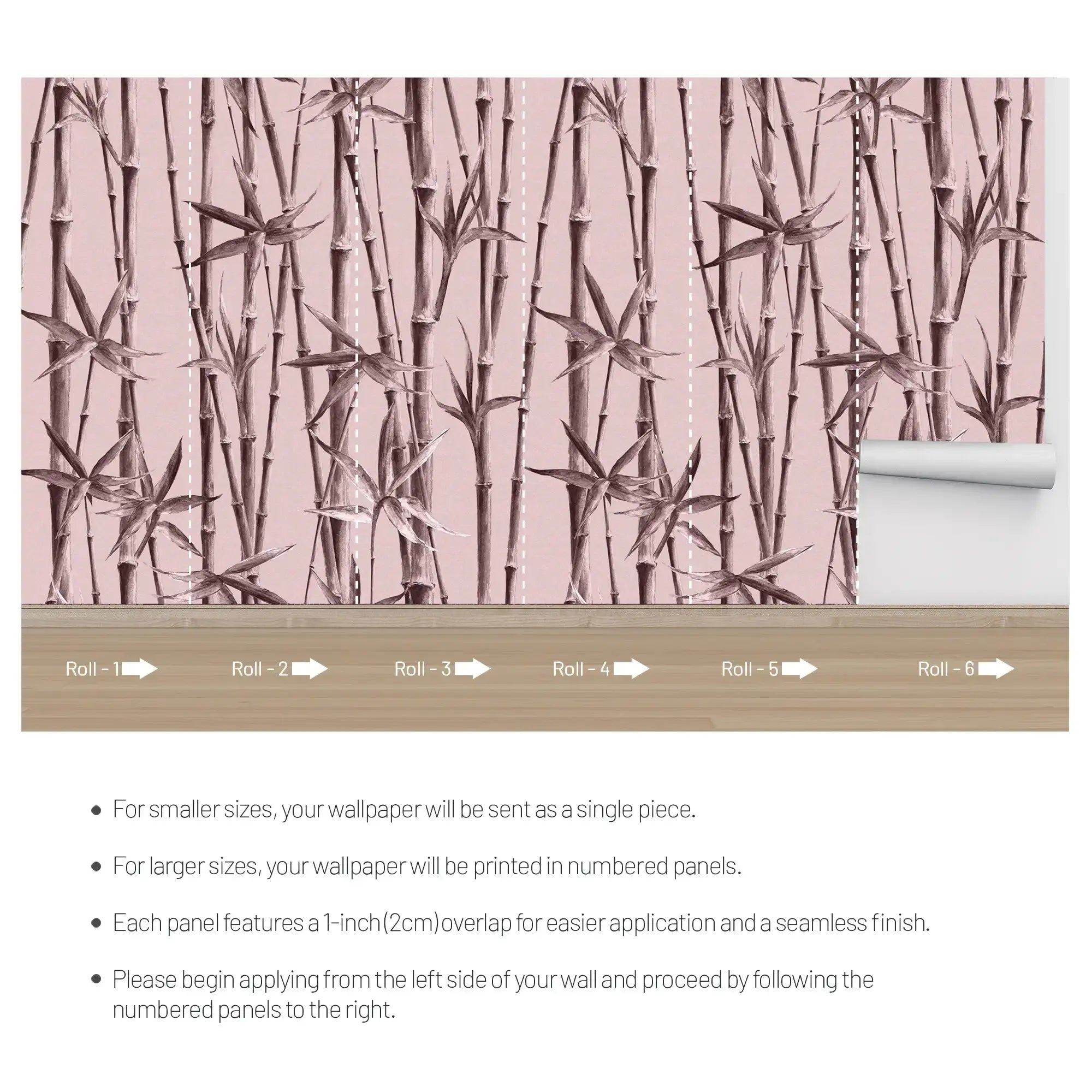 3112-A / Bamboo Branches Wall Mural: Self Adhesive, Peel and Stick Wallpaper for Tranquil Room Decor - Artevella