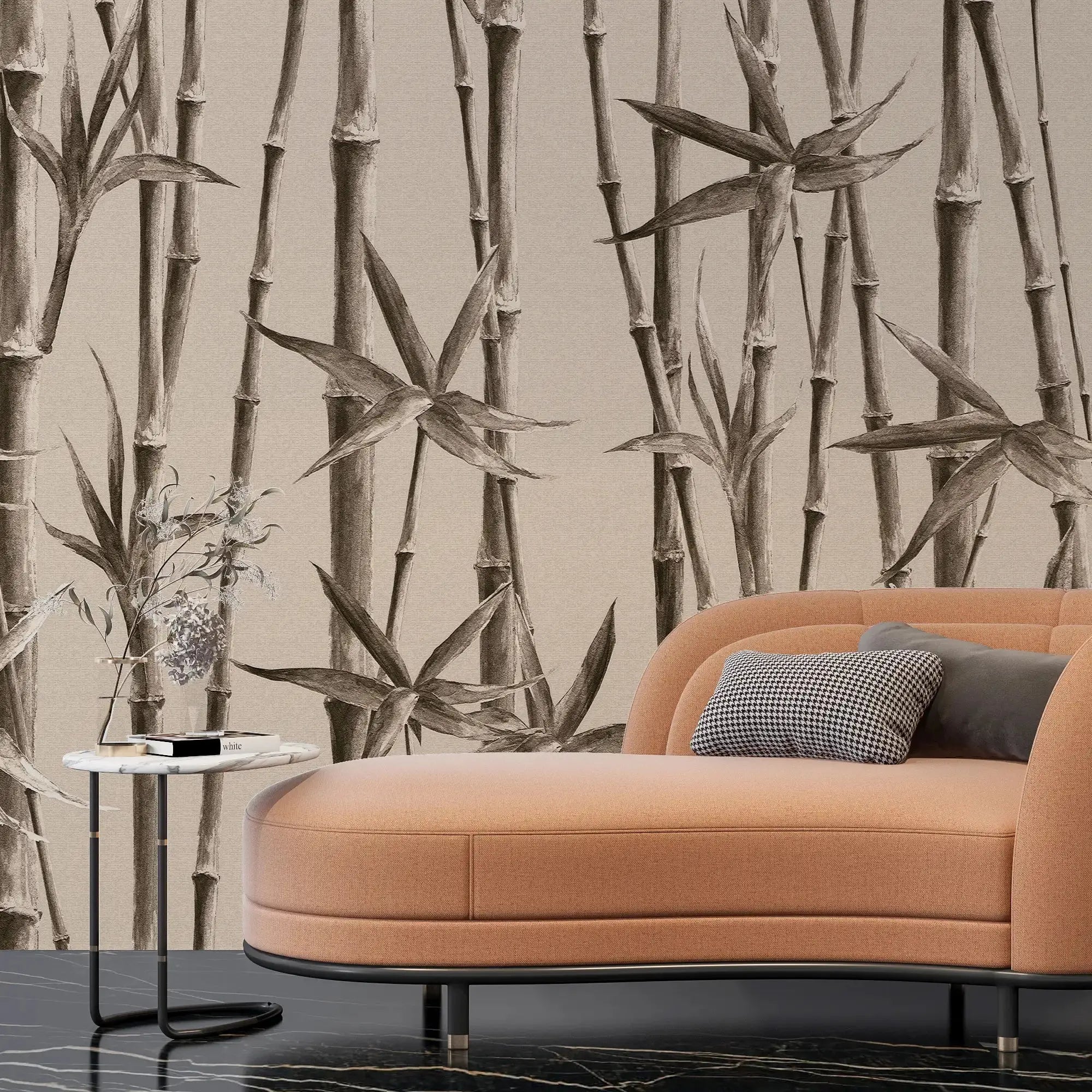 3112-C / Bamboo Branches Wall Mural: Self Adhesive, Peel and Stick Wallpaper for Tranquil Room Decor - Artevella