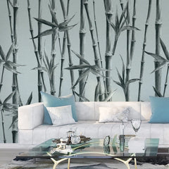 3112-D / Bamboo Branches Wall Mural: Self Adhesive, Peel and Stick Wallpaper for Tranquil Room Decor - Artevella