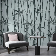 3112-D / Bamboo Branches Wall Mural: Self Adhesive, Peel and Stick Wallpaper for Tranquil Room Decor - Artevella