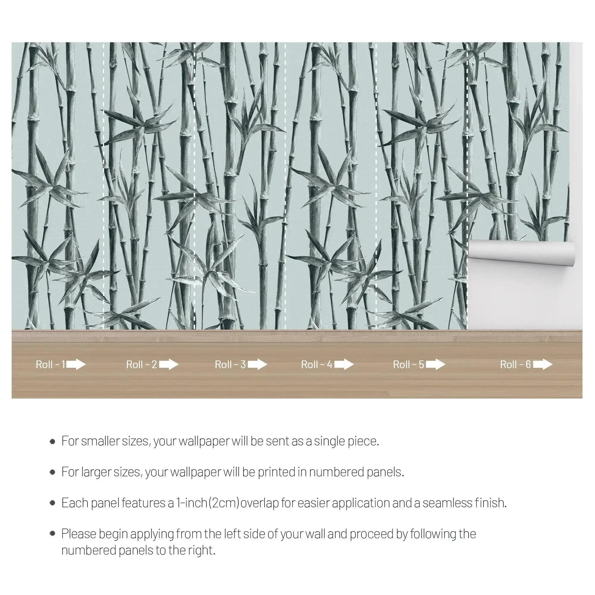 3112-D / Bamboo Branches Wall Mural: Self Adhesive, Peel and Stick Wallpaper for Tranquil Room Decor - Artevella