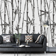 3112-F / Bamboo Branches Wall Mural: Self Adhesive, Peel and Stick Wallpaper for Tranquil Room Decor - Artevella