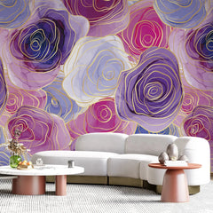 3116-B / Romantic Rose Patterned Wallpaper: Peelable and Stickable, Perfect for Contemporary Colorful Wall Decor - Artevella