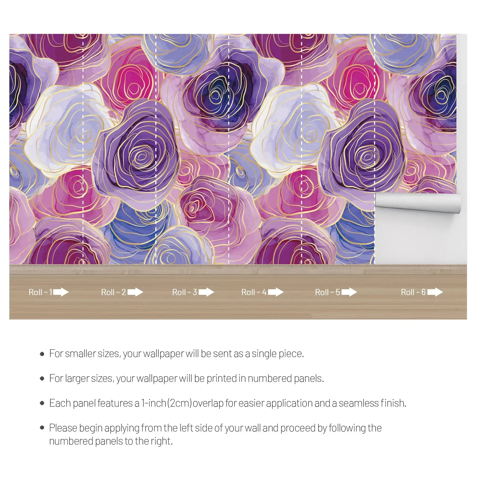 3116-B / Romantic Rose Patterned Wallpaper: Peelable and Stickable, Perfect for Contemporary Colorful Wall Decor - Artevella