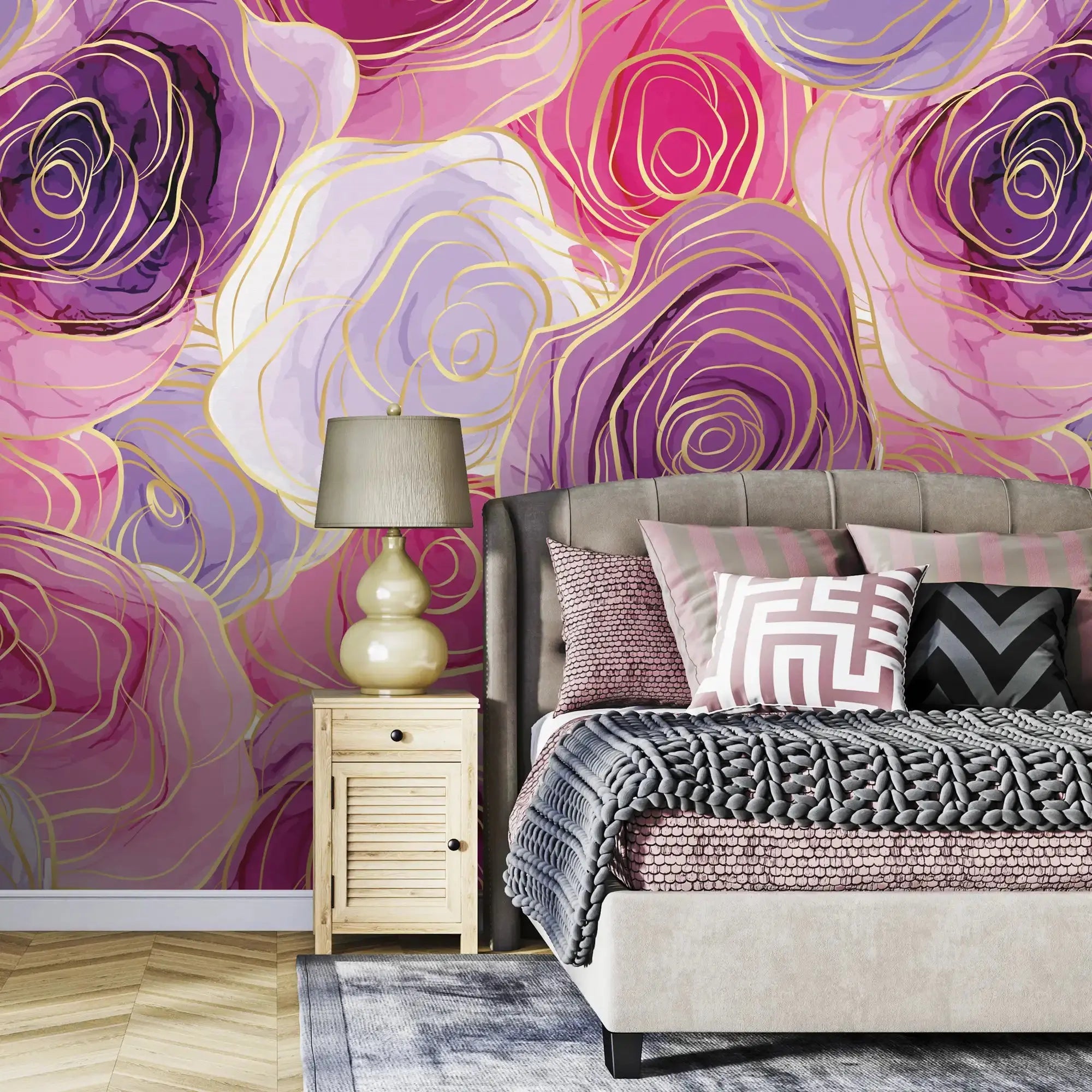 3116-D / Romantic Rose Patterned Wallpaper: Peelable and Stickable, Perfect for Contemporary Colorful Wall Decor - Artevella