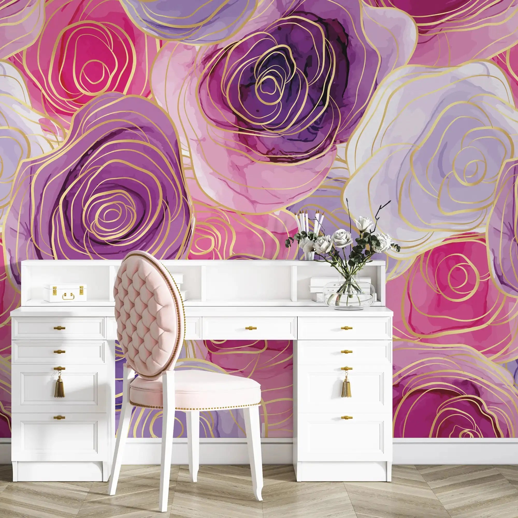 3116-D / Romantic Rose Patterned Wallpaper: Peelable and Stickable, Perfect for Contemporary Colorful Wall Decor - Artevella