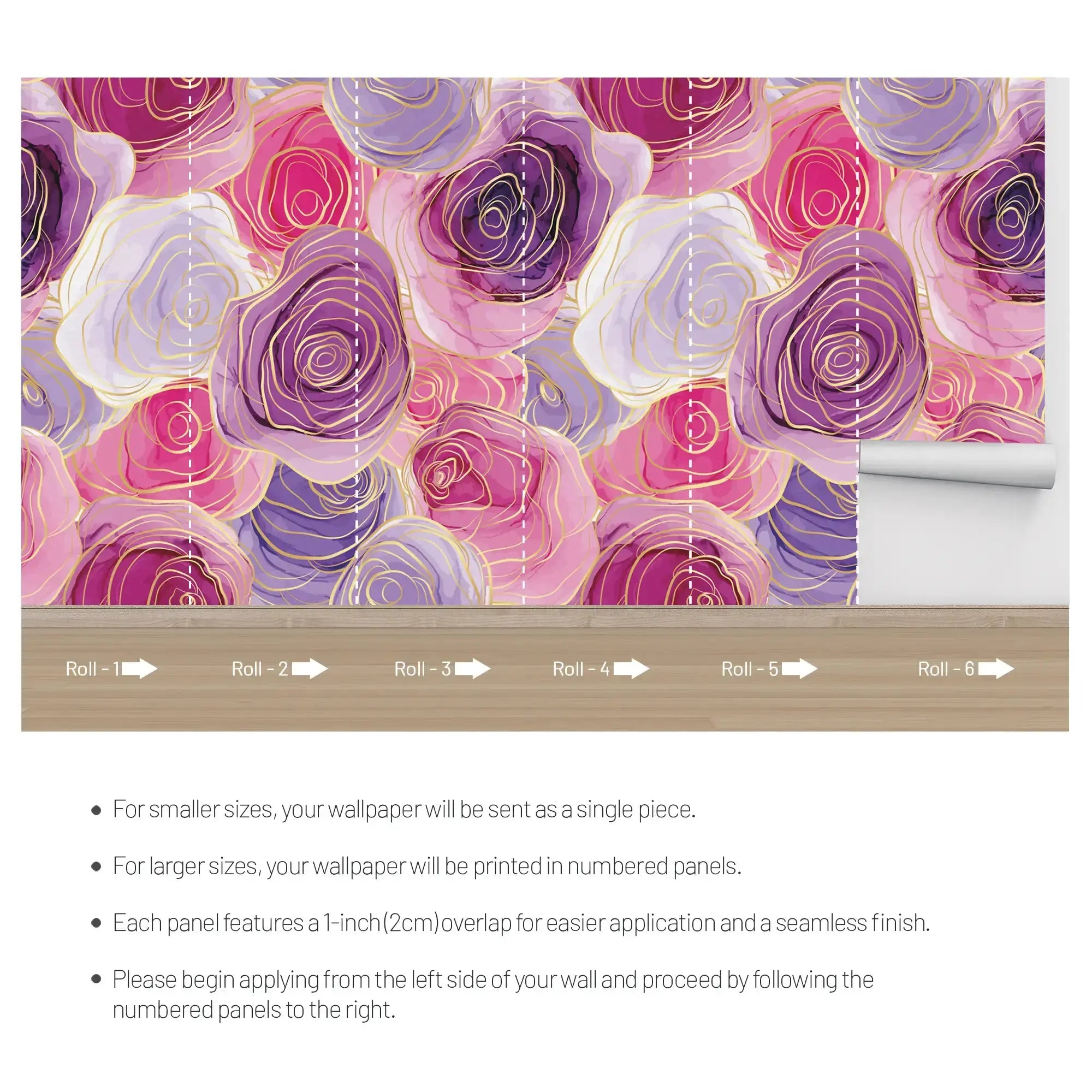 3116-D / Romantic Rose Patterned Wallpaper: Peelable and Stickable, Perfect for Contemporary Colorful Wall Decor - Artevella