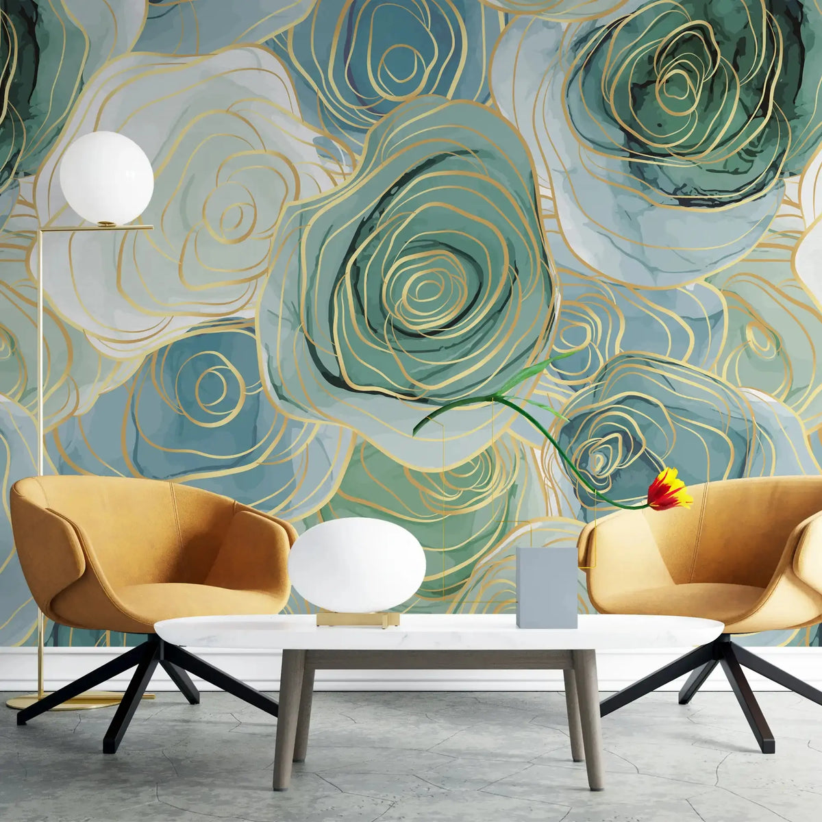 3116-F / Romantic Rose Patterned Wallpaper: Peelable and Stickable, Perfect for Contemporary Colorful Wall Decor - Artevella