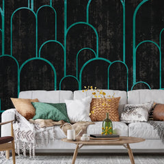 3117-C / Art Deco Peel and Stick Wallpaper: Abstract Geometric Design Black for Architectural Aesthetic - Artevella