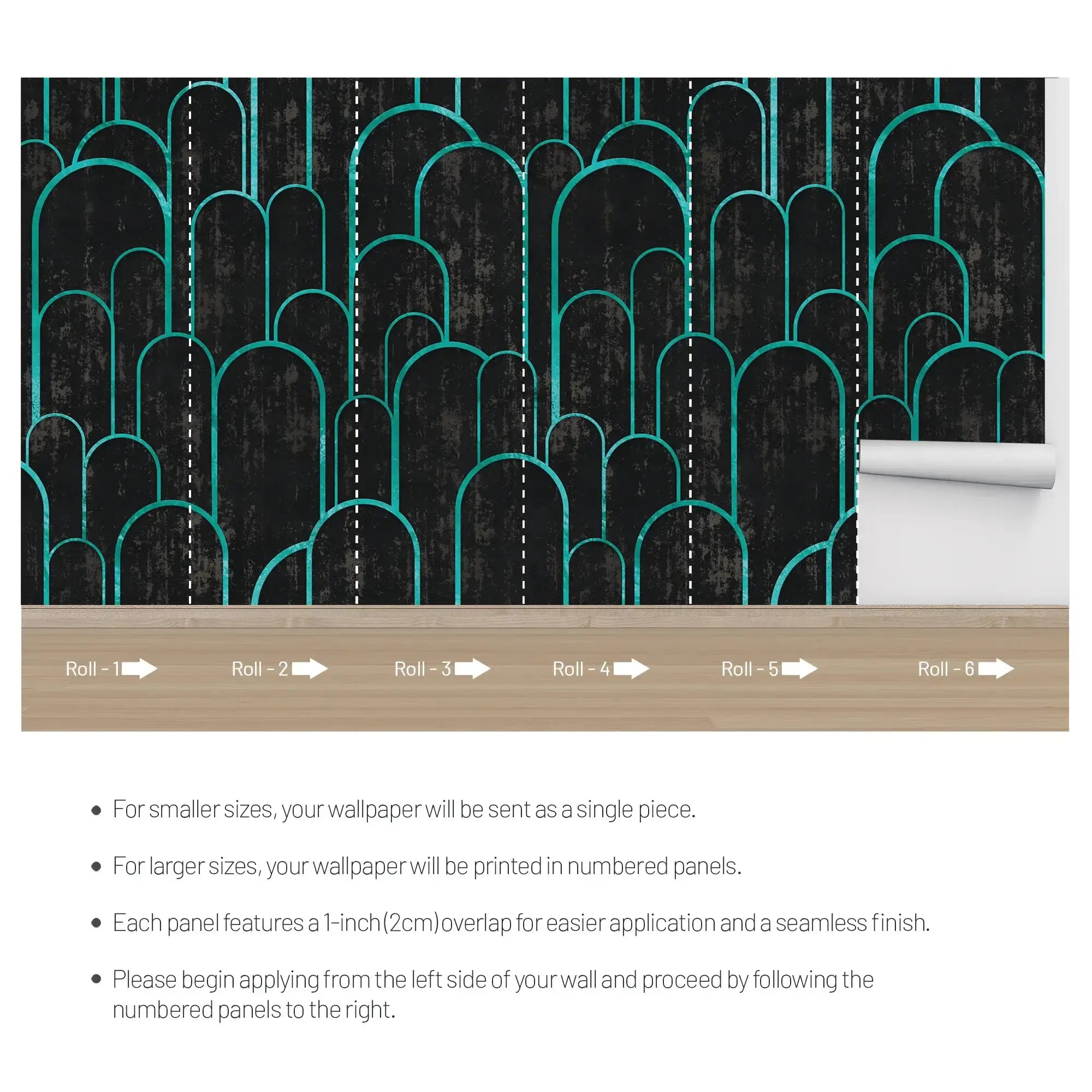 3117-C / Art Deco Peel and Stick Wallpaper: Abstract Geometric Design Black for Architectural Aesthetic - Artevella