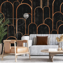 3117-D / Art Deco Peel and Stick Wallpaper: Abstract Geometric Design Black for Architectural Aesthetic - Artevella