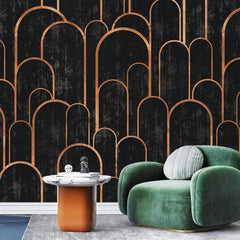 3117-D / Art Deco Peel and Stick Wallpaper: Abstract Geometric Design Black for Architectural Aesthetic - Artevella