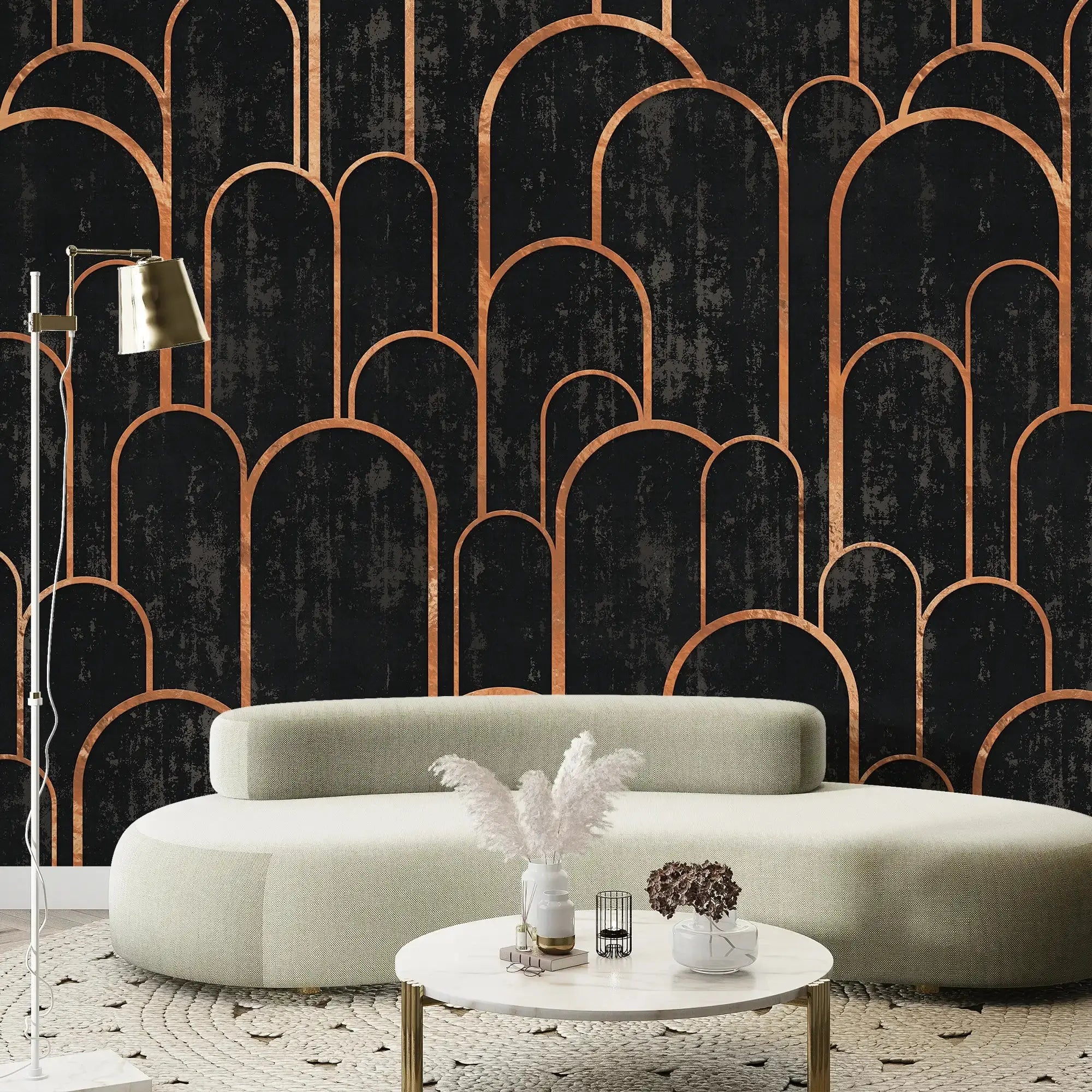 3117-D / Art Deco Peel and Stick Wallpaper: Abstract Geometric Design Black for Architectural Aesthetic - Artevella