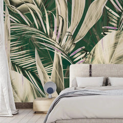 3119-C / Peel and Stick Wallpaper with Exotic Palm Leaves, Palm Leaves Pattern Peel and Stick Wallpaper: Tropical, Botanical Wallpaper - Artevella