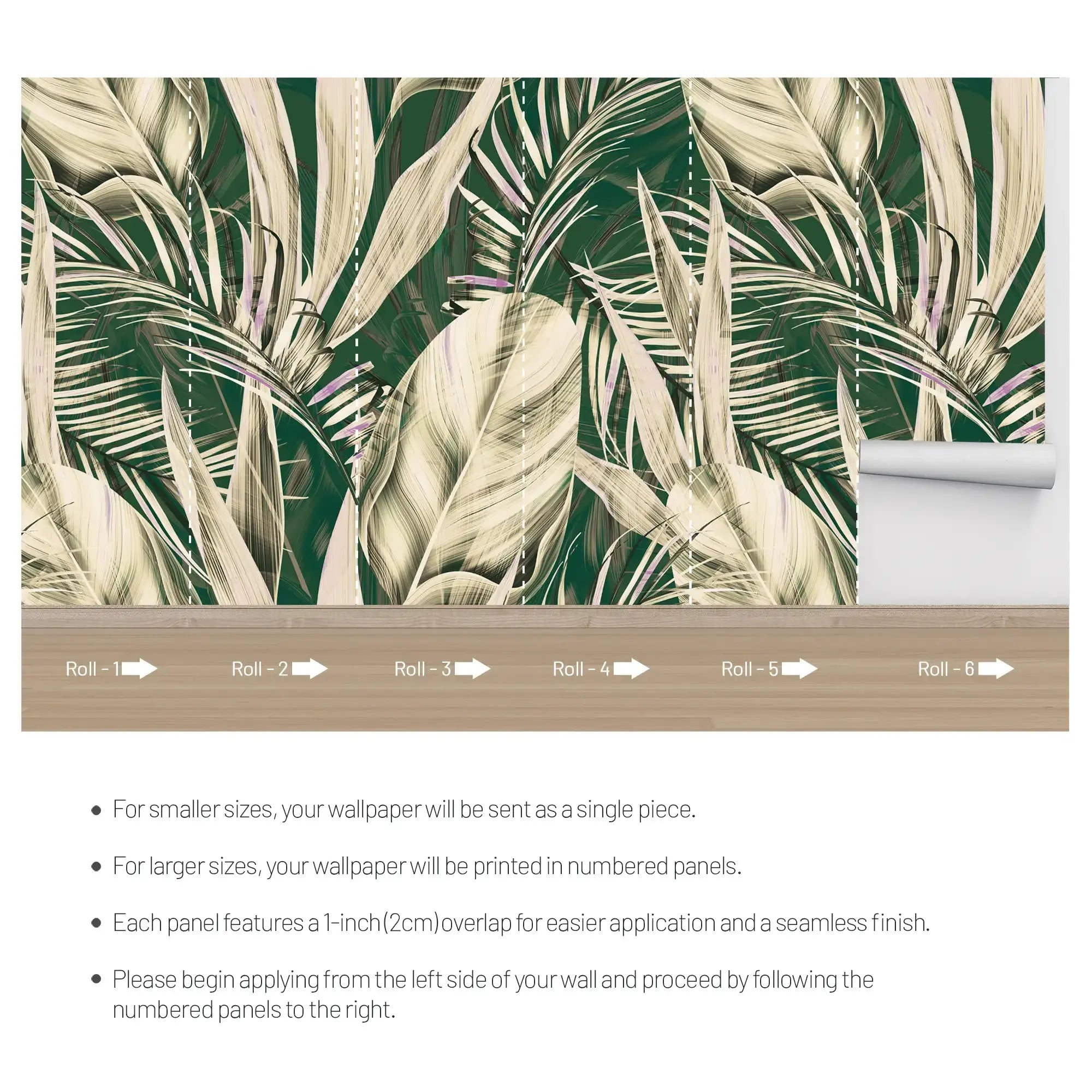 3119-C / Peel and Stick Wallpaper with Exotic Palm Leaves, Palm Leaves Pattern Peel and Stick Wallpaper: Tropical, Botanical Wallpaper - Artevella